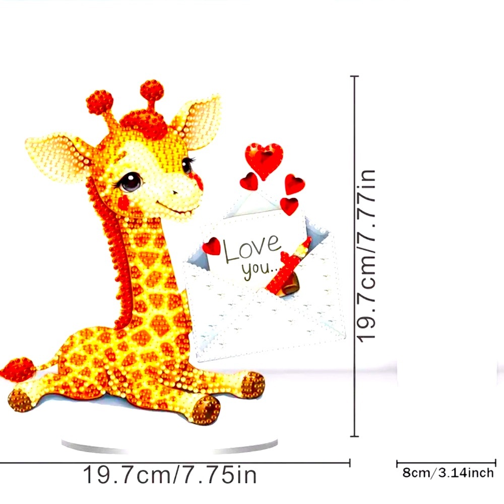 Loving Giraffe Tabletop Sign 7.7” x 7.5” Hand Crafted Diamond Art NWT - Picture 3 of 3